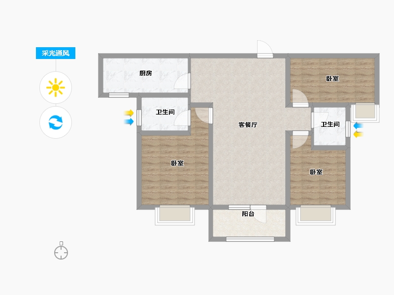 山东省-济宁市-兖州瑞马名门-97.00-户型库-采光通风