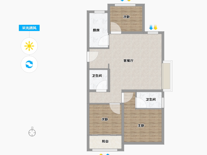 山东省-济南市-世茂原山首府-94.00-户型库-采光通风