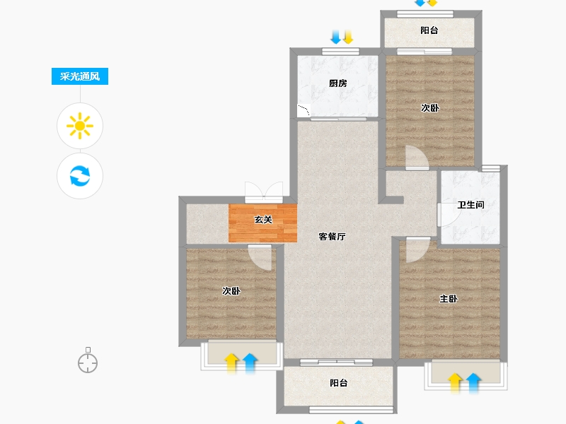 山东省-淄博市-世茂金洲府-93.00-户型库-采光通风