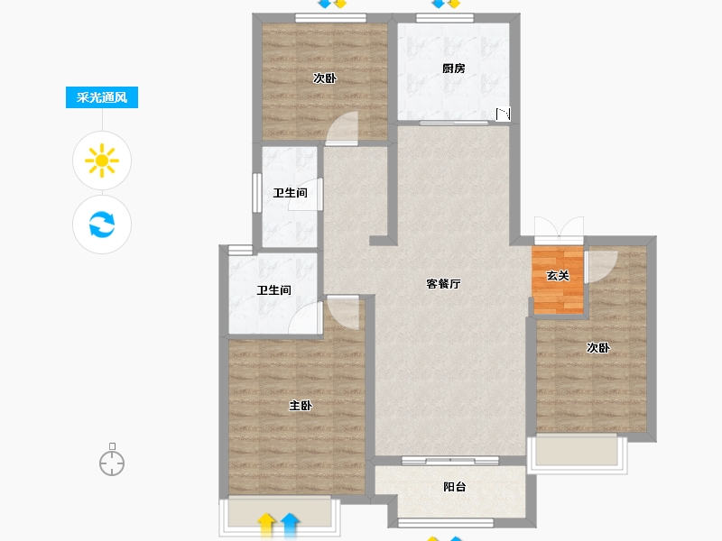 山东省-淄博市-世茂金洲府-99.00-户型库-采光通风