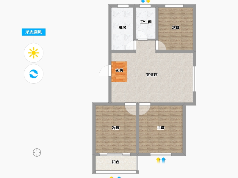 山东省-淄博市-嘉辰海纳城-88.01-户型库-采光通风