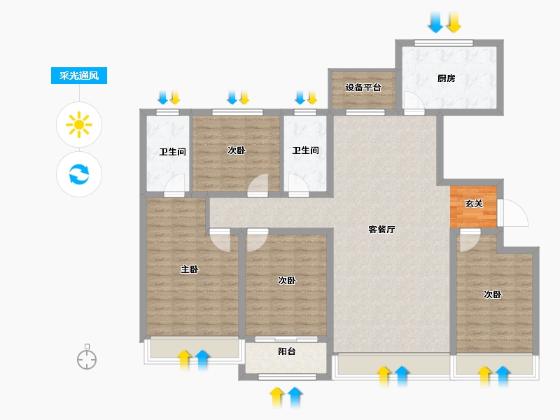 山东省-淄博市-学林雅苑-130.00-户型库-采光通风