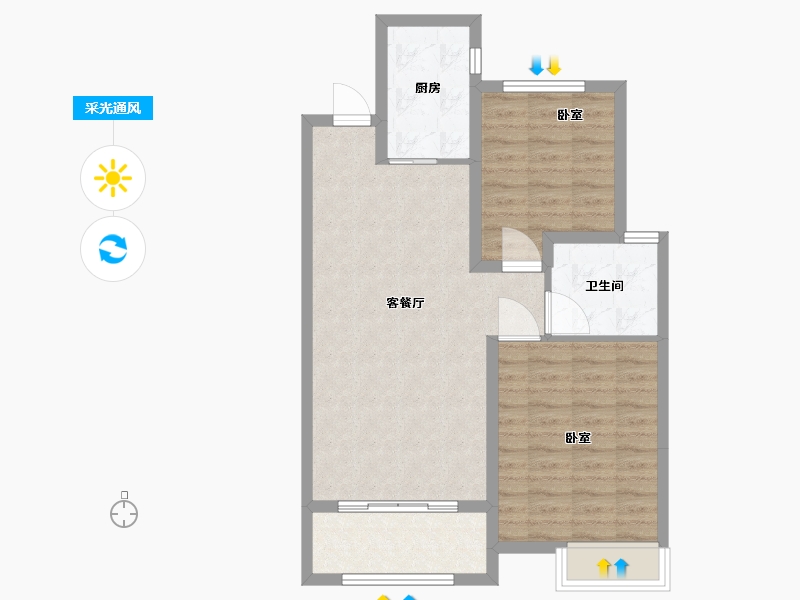 山东省-德州市-惠宁·清华园-74.00-户型库-采光通风