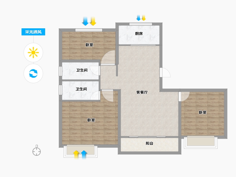 山东省-菏泽市-冠泽海棠湾-99.00-户型库-采光通风