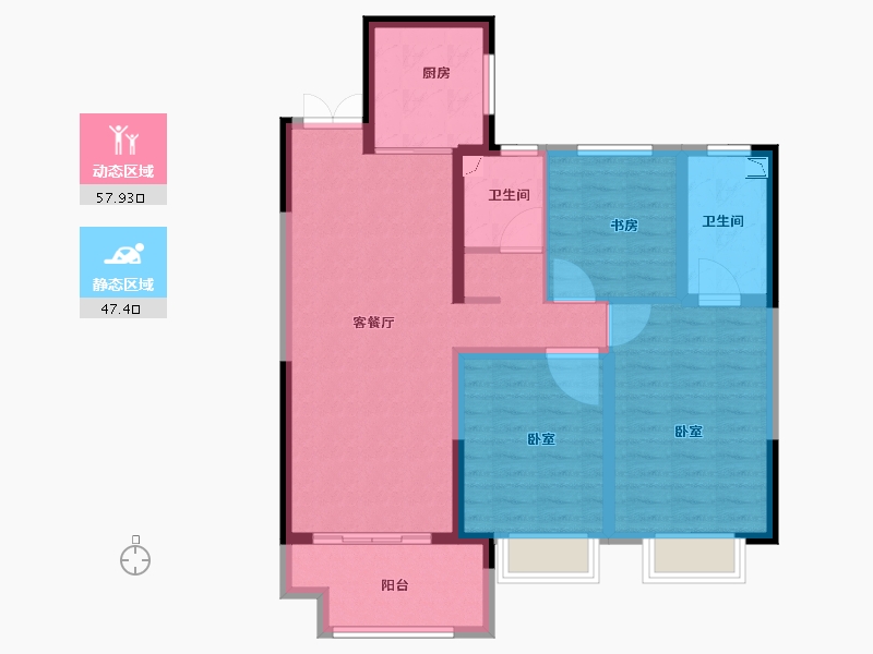 山东省-菏泽市-鲁商蓝岸公馆-94.01-户型库-动静分区