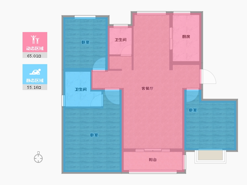 山东省-德州市-夏津德百玫瑰公馆-108.00-户型库-动静分区