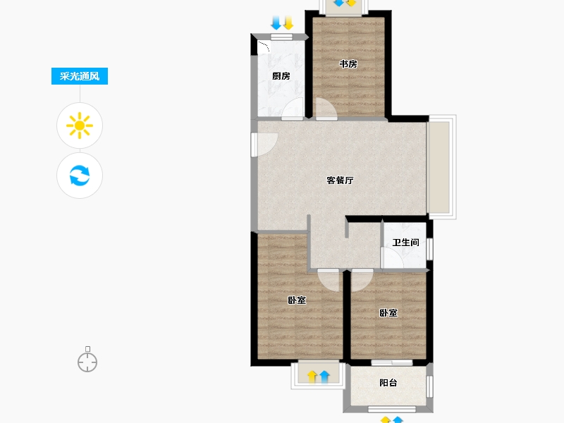 河南省-郑州市-朗悦公园府-70.00-户型库-采光通风