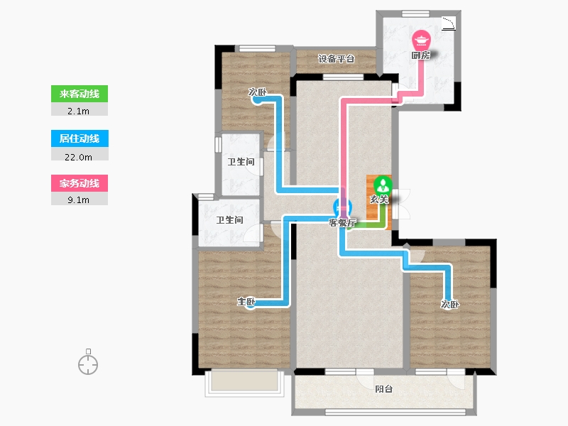 山东省-淄博市-淄博富力万达广场-113.99-户型库-动静线