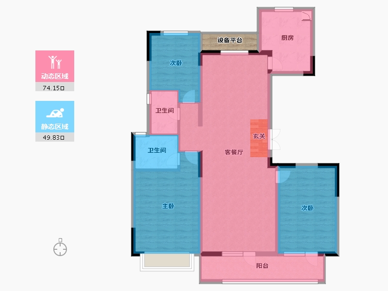 山东省-淄博市-淄博富力万达广场-113.99-户型库-动静分区