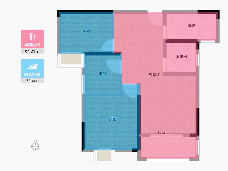 河南省-郑州市-中茂悦庭-74.65-户型库-动静分区