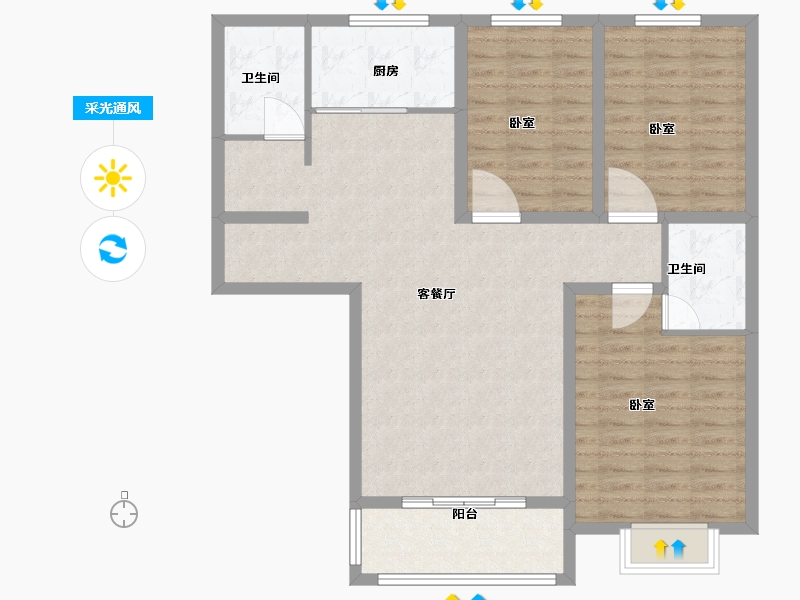 河南省-信阳市-育贤名居-100.06-户型库-采光通风