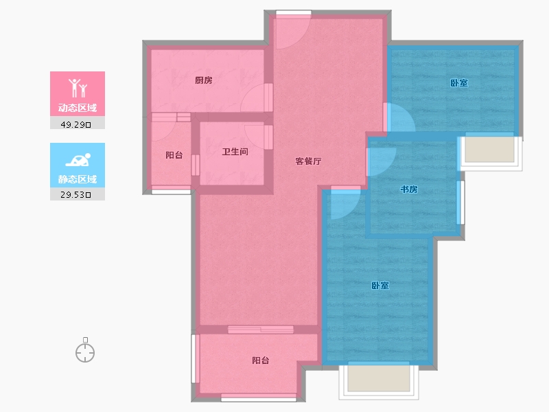 河南省-信阳市-林溪佳苑-69.01-户型库-动静分区