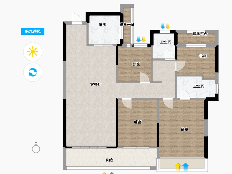 浙江省-温州市-世茂璀璨瓯江-102.00-户型库-采光通风