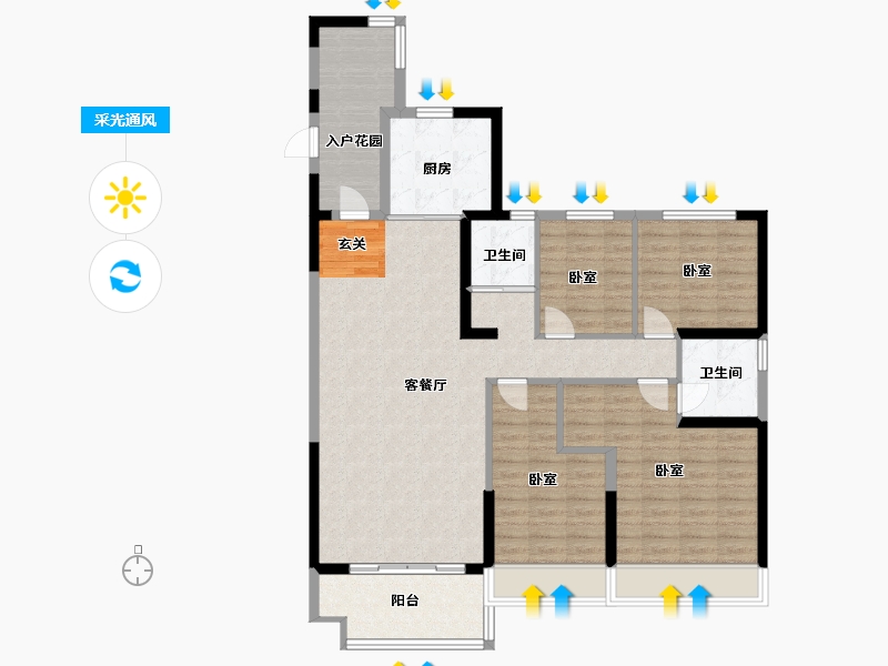 河南省-许昌市-碧桂园凤凰城-114.00-户型库-采光通风