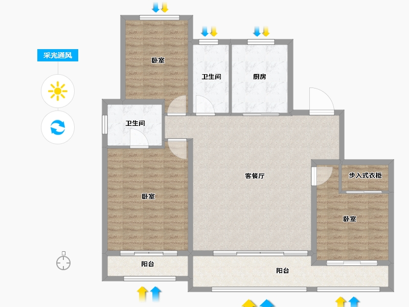 山东省-烟台市-融创壹品-124.00-户型库-采光通风