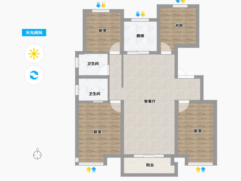 河南省-商丘市-常春藤畅馨园-102.74-户型库-采光通风