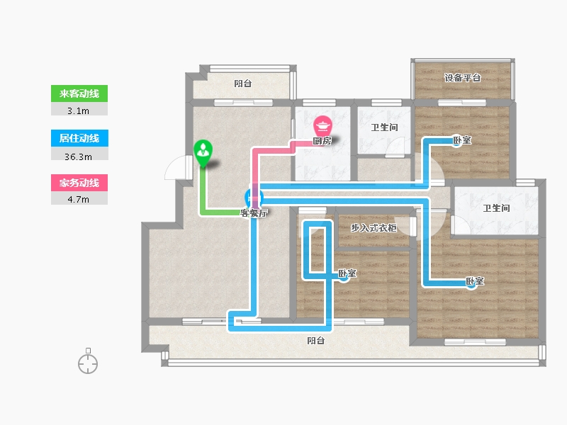 河南省-南阳市-博泰·香颂湾-111.45-户型库-动静线