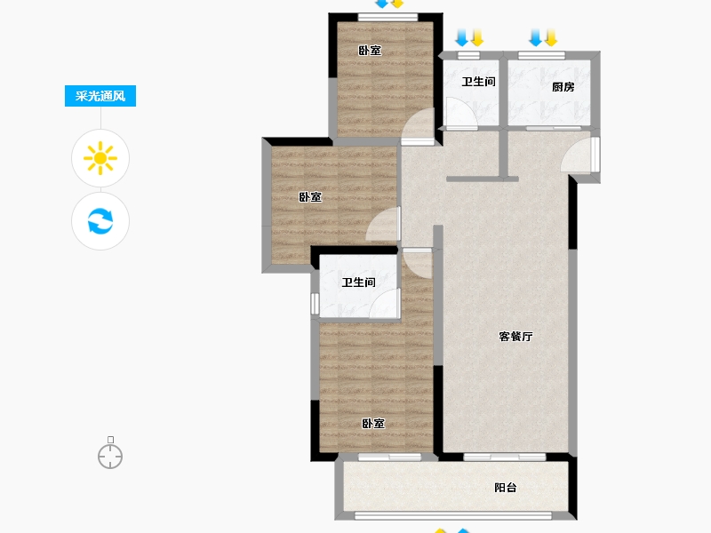 河南省-商丘市-雅居乐国际花园-96.00-户型库-采光通风