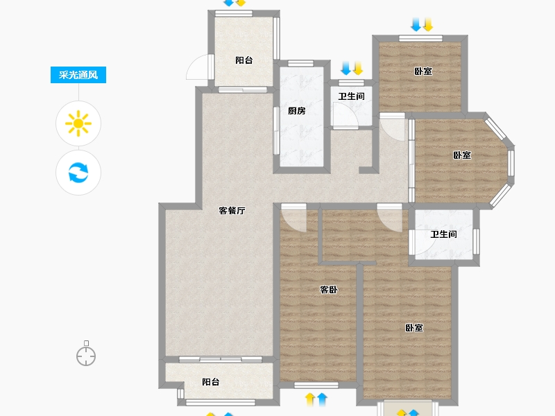 河南省-许昌市-恒达阳光城-132.71-户型库-采光通风