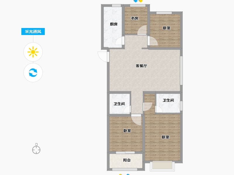 山东省-菏泽市-名门世都-109.12-户型库-采光通风