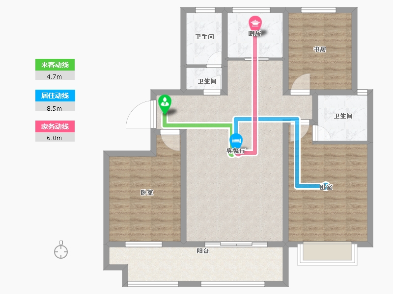 山东省-德州市-湖畔·水岸家园-103.00-户型库-动静线