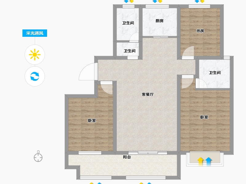 山东省-德州市-湖畔·水岸家园-103.00-户型库-采光通风