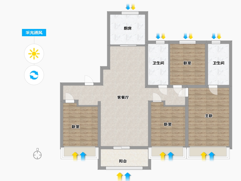 江苏省-苏州市-科技城金茂府-114.00-户型库-采光通风