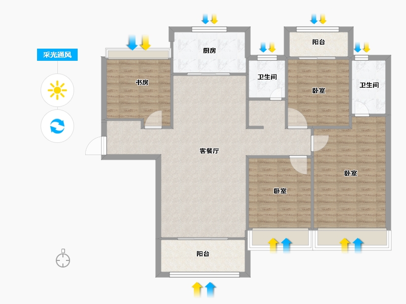 河南省-信阳市-誉鼎城央学府-115.54-户型库-采光通风