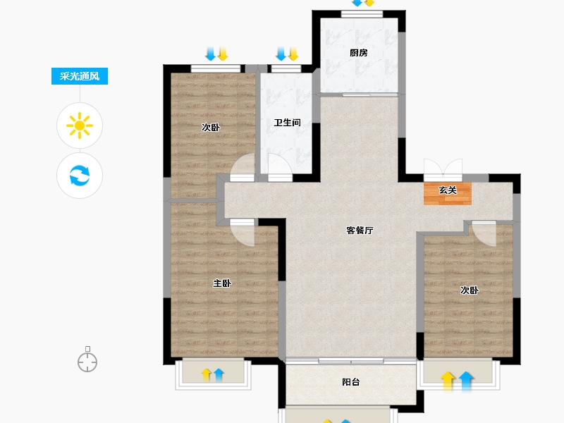 山东省-淄博市-宙合壹品-99.00-户型库-采光通风