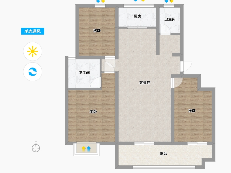 山东省-临沂市-金地·南都雅居-99.34-户型库-采光通风