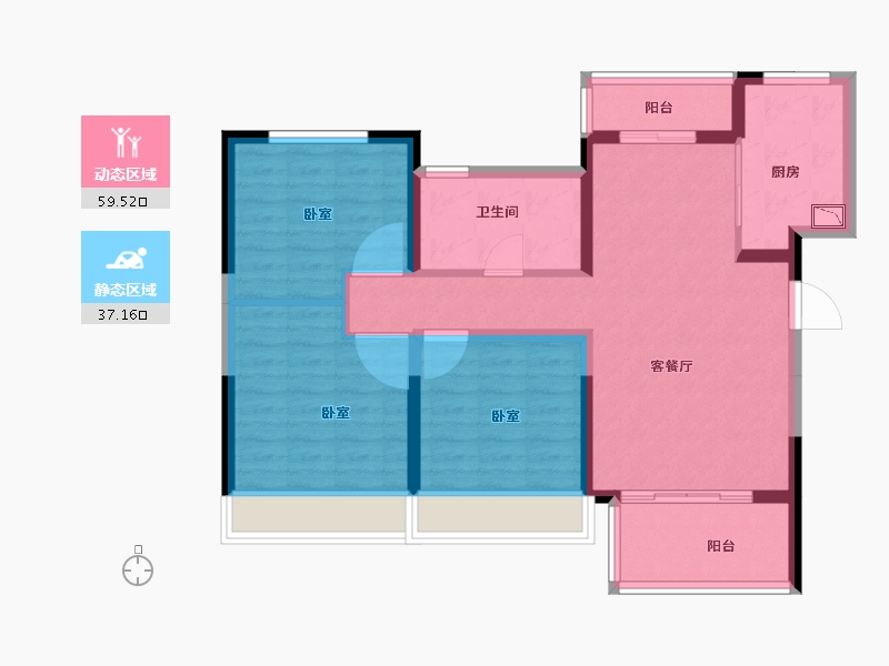 河南省-南阳市-阳光城·丽景公园-86.00-户型库-动静分区