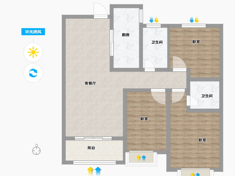 山东省-菏泽市-名门世都-94.33-户型库-采光通风