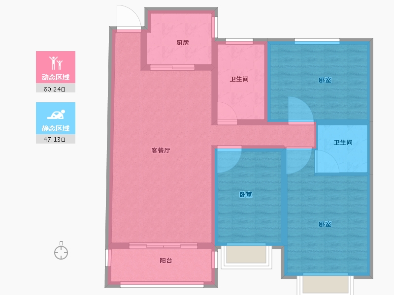 河南省-商丘市-君鹏•江山一品-95.86-户型库-动静分区