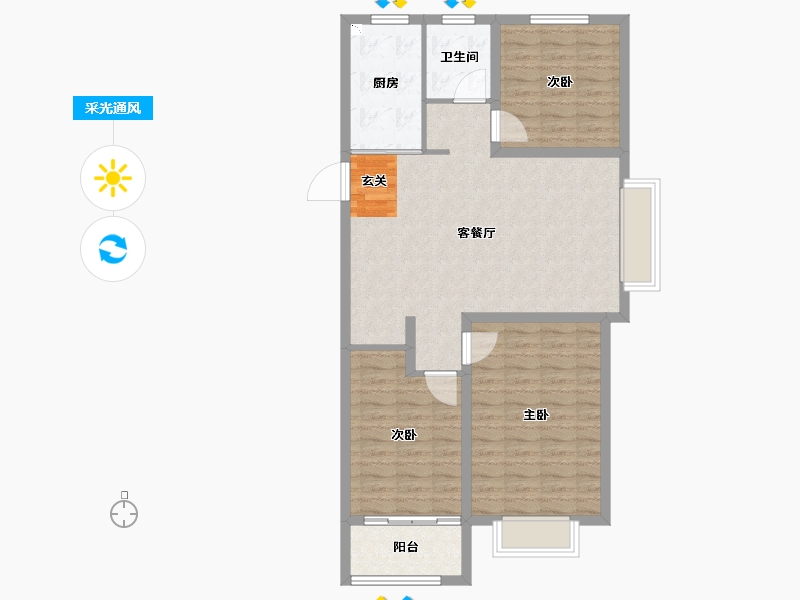 山东省-淄博市-金城春和园-93.00-户型库-采光通风