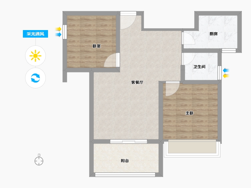 河南省-安阳市-万和府-66.42-户型库-采光通风