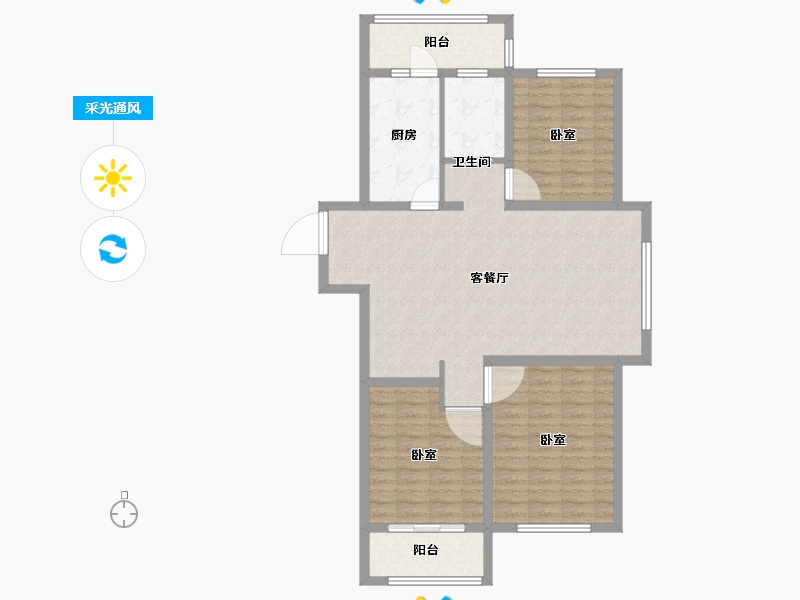 山东省-德州市-东海·玉景园-103.83-户型库-采光通风