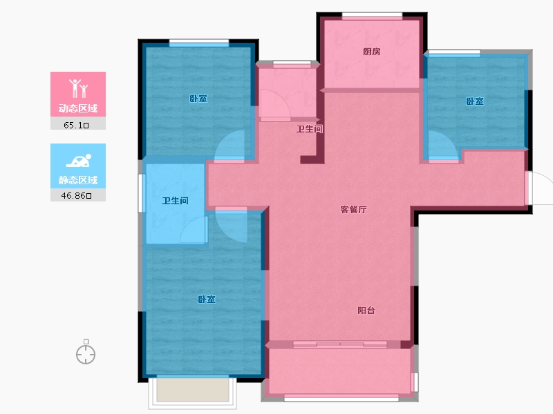 河南省-郑州市-中茂悦庭-100.42-户型库-动静分区