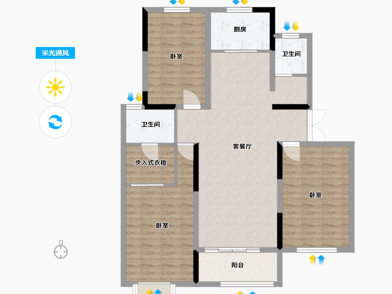 河南省-许昌市-恒达阳光城-108.10-户型库-采光通风