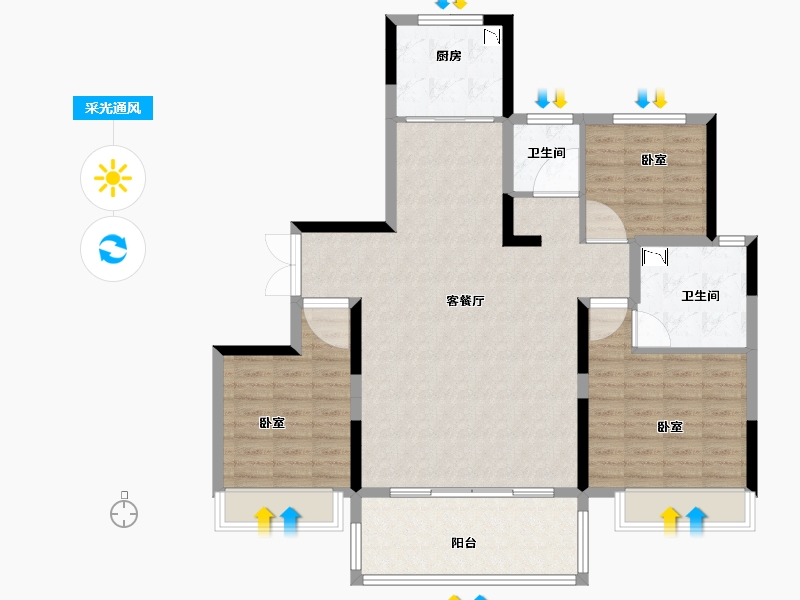 河南省-南阳市-镇平建业城-108.00-户型库-采光通风