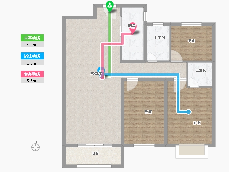 山东省-菏泽市-壹品公馆-102.00-户型库-动静线