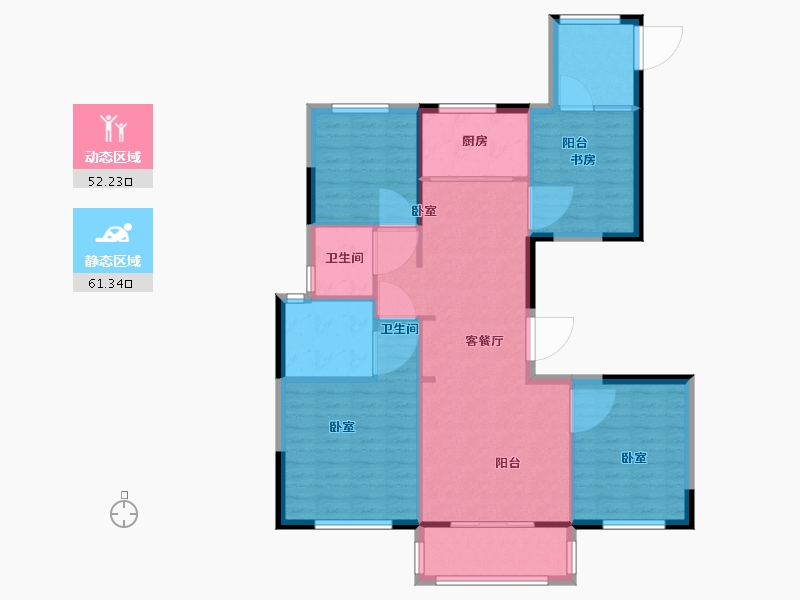 浙江省-温州市-瓯江峯汇-104.01-户型库-动静分区