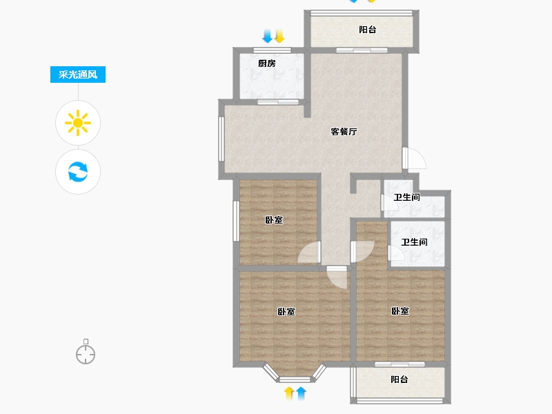 山东省-菏泽市-榕泽香榭里-109.00-户型库-采光通风