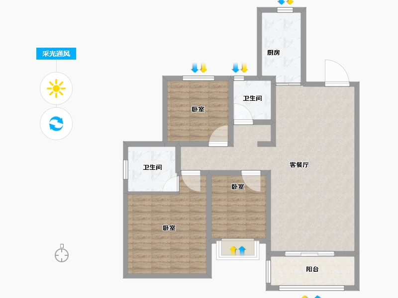 山东省-德州市-夏津德百玫瑰公馆-102.00-户型库-采光通风