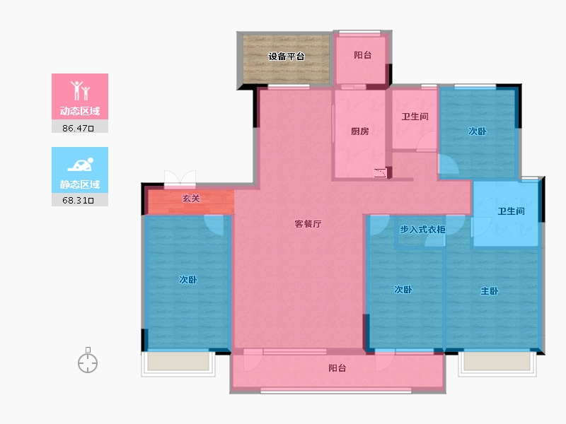 山东省-淄博市-淄博富力万达广场-146.00-户型库-动静分区