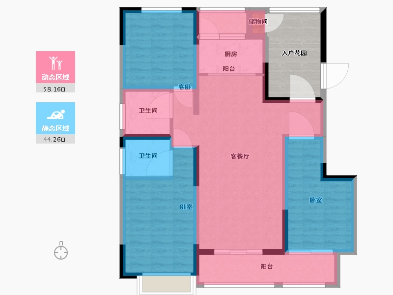 河南省-许昌市-当代宏安 满庭悦-100.19-户型库-动静分区