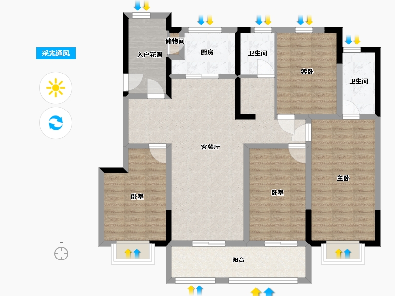 河南省-许昌市-当代宏安 满庭悦-114.99-户型库-采光通风