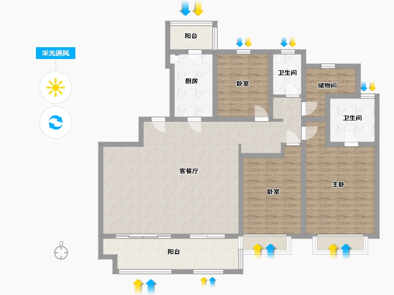 河南省-许昌市-建业臻悦汇-132.00-户型库-采光通风