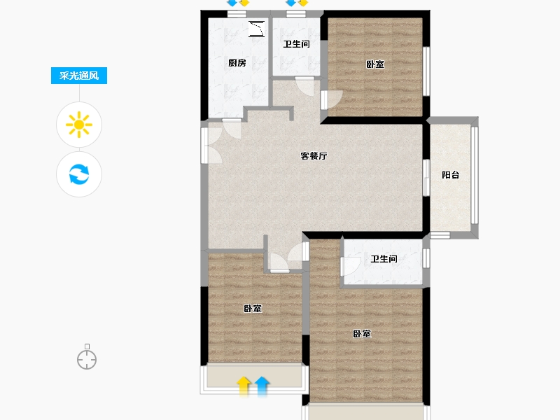 河南省-许昌市-大正·鲲府-92.59-户型库-采光通风