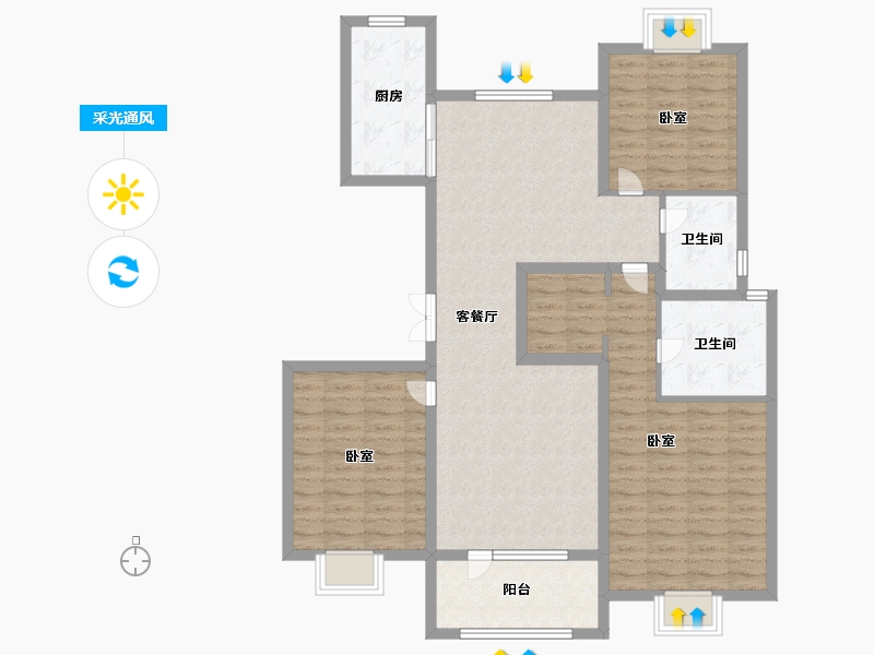 山东省-济宁市-兖州瑞马名门-113.00-户型库-采光通风