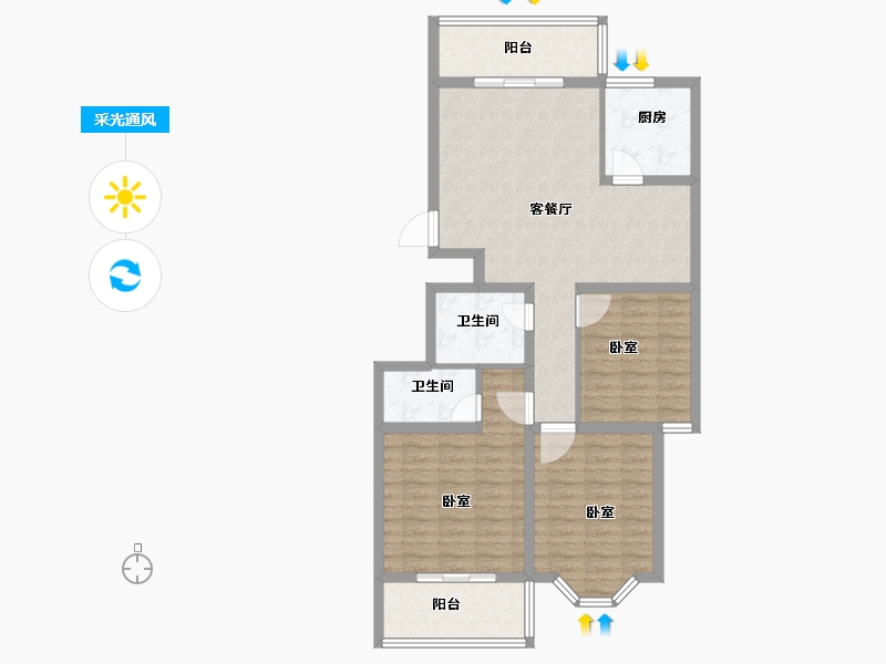 山东省-菏泽市-榕泽香榭里-95.00-户型库-采光通风